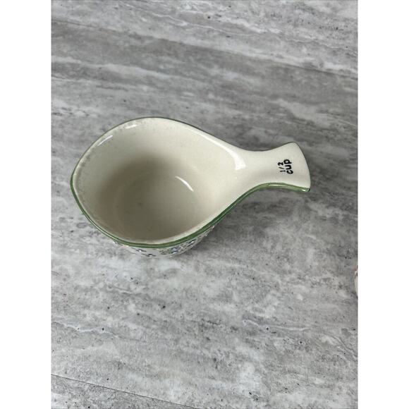 TWO Stoneware Measuring cups (1/2 cup, 1 cup) Pfaltzgraff Stoneware Floral - Picture 3 of 8